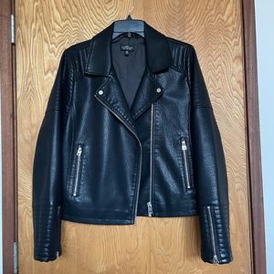 Topshop Faux Leather Rosa Biker Moto Jacket 12 Petite